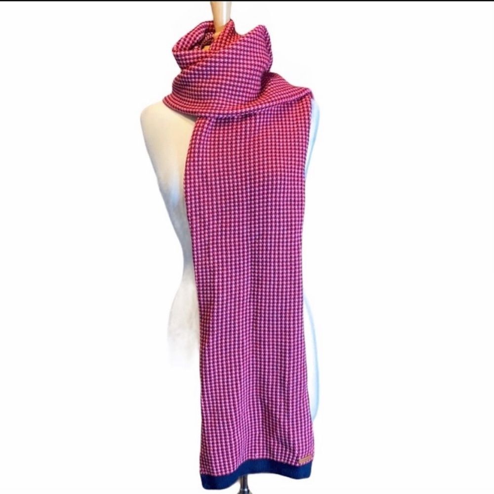 Coach Red Tricolor Tuckstitch Wool Blend Long Thick Neck Scarf F85218 NWT